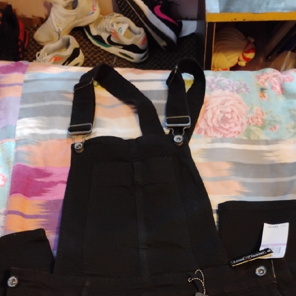 Macy's Black Overalls with Buckle Straps